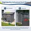 BIRCHTREE 4x8ft Lean To Garden Shed Metal Storage Tool House Pent Roof Grey