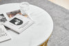 Round Nesting Coffee Tables Set Stacking Side Tables with Storage Drawer White