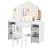 Princess Dressing Table Kids Vanity Desk & Chair Set-White