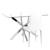 Modern Glass Dining Table Geometric Metal Base Kitchen Leather 2/4 Chairs Option