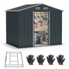 Large Utility Tool House Outdoor Storage Shed w/Sliding Doors-Grey
