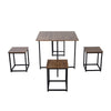 Industrial Table and 4 Stools Rustic Brown Kitchen Breakfast Dining Set of 5