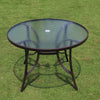 Garden Patio Dining Table Metal Tempered Glass Outdoor Bistro Coffee Table 105CM