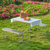 Compact Foldable Dining Table Chairs Benches Aluminum Folding Outdoor Picnic Set