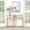 Modern 122cm Console Table Faux Marble Top Entryway Table Narrow Sofa Side Table