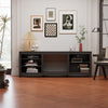 Modern Black TV Stand Media Unit Cabinet W/ Electric Fireplace 12Color LED Light