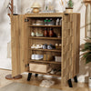 Modern Wood Shoe Storage Unit w/ 5 Compartments & Black Handles, 80x35x110cm