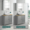 Grey Under Sink Pedestal Cabinet Cupboard Bathroom Storage Unit with 2 Doors
