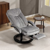 Upholstered Swivel Recliner Chair with Footrest for Living Room, Grey