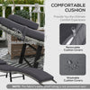 Folding Rattan Sun Lounger with and Pillow, Grey