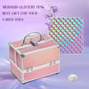 Portable Makeup Box with Lock, 4 Trays Cosmetic Jewelry Storage Case