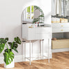 Dressing Table with Arched Mirror and 3 Drawers for Bedroom Small Spaces White
