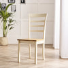 Set of 2 Whitby Solid Wood Traditional Farmhouse Dining Chair in Oak & Cream