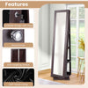 360° Swivel Armoire Storage Unit w/Full Length Mirror-Coffee