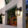 Wall-Mounted Lamp Outdoor Home Garden Path Light with Dusk to Dawn Sensor Black