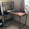 Industrial Writing Desk with Bookshelf Rustic Metal Home Office Workstation