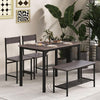 Wood Dining Table and 2 Chair with Bench 4 in 1 Restaurant Kitchen Furniture Set