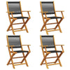 Folding Garden Chairs Set of 4 Black Solid Acacia Wood Garden Patio N1V7
