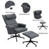 2 Pcs Reclining Armchair with Ottoman Set Swivel Home Furniture PU Leather Grey