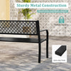 Outdoor Loveseat Chair Metal Patio Bench with Armrests-Black