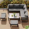 Outdoor Garden Furniture Patio Conservatory Set Corner Sofa with Table & Stools