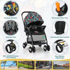 Baby Pushchair, Backrest and Footrest Adjustable with Raincover, Removable Tray