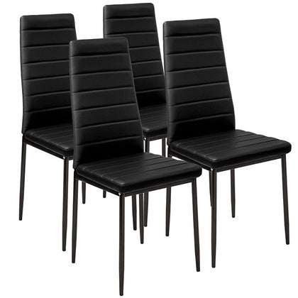 4x Modern Dining Room Faux Leather Chair Black Padded Seat Kitchen Set High Back