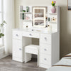 White Modern Dressing Table with LED Lights Mirror Vanity Make up Desk Stool Set