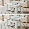 Wooden Lift Up Top Coffee Table With Storage Shelf Living Room Home Office White
