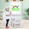 2-in-1 Kids Art Table and Chairs Set Wooden Toddler Craft Easel Desk W/ Shelves