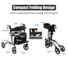 Folding Aluminum Walker Four Wheels Medical Rollator with Seat & Carrying Bag