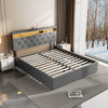 OTTOMAN STORAGE UPHOLSTERED BED FRAME 4FT6 DOUBLE WITH USB PORT & LED LIGHT NEW