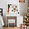 White Dressing Table LED Mirror Drawers Storage Stool Cabinet Vanity Makeup Desk