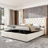 Merax Upholstered Bed Functional Bed from Storage Double Size Beige Velvet