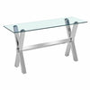 Crossley Clear Glass Console Table With Stainless Steel Legs