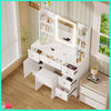 Dressing Table Vanity Makeup Desk Set with Stool Drawer 3-Color LED Light Mirror