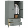 LAPOOH Wardrobe with Metal Legs Grey 90x55x172.5 Solid Wood OSLO,Bedroom R0G8