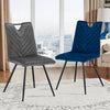 2Pcs Dining Chairs Velvet / Faux Leather Seat Metal Legs Dining room Chair