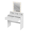Bedroom Modern Dressing Table Vanity Desk With Drawers Shelves LED Mirror White