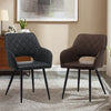 2Pcs Dining Chairs Faux Leather Diamond Seat with Hole Design Restaurant Chair