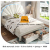 UPHOLSTERED BED 4FT6 DOUBLE BED FRAME WITH LED HEADBOARD FOR ADULTS, TEENAGERS