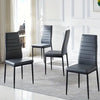 4pcs Black PU Leather Dining Chairs & Round Clear Glass Dining Table Dining Set