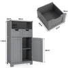 Bathroom Floor Cabinet Wooden Storage Cupboard with Adjustable Shelf & Doors