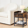 Bedside Table Drawer Storage Industrial Side End Table Nightstand Metal Shelf