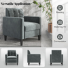 Armchair Velvet Upholstered Accent Chair Tufted Lounge Sofa Comfy Seat Grey