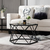 Hexagonal Coffee Tables Metal Frame Sofa Tea Table with Tempered Glass Top