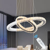 UK Crystal 2-Ring Chandelier LED Ceiling Lights Pendant Light Dimmable w. Remote