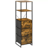 Industrial Storage Cabinet with 2 Shelves 3 Fabric Drawers Rustic Brown