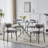 5Pcs Modern Dining Table Set 4 Chairs Glass Table with 4 Boucle Kitchen Chairs
