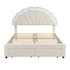 UPHOLSTERED BED 4FT6 DOUBLE BED FRAME WITH LED HEADBOARD FOR ADULTS, TEENAGERS